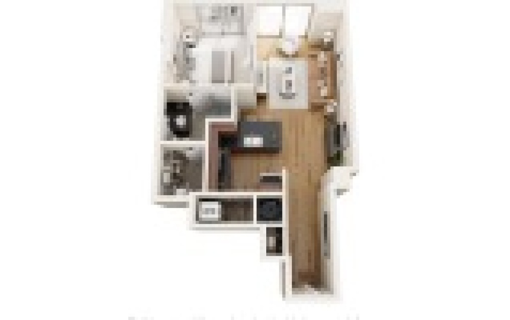 A4N - 1 bedroom floorplan layout with 1 bathroom and 723 square feet (3D)