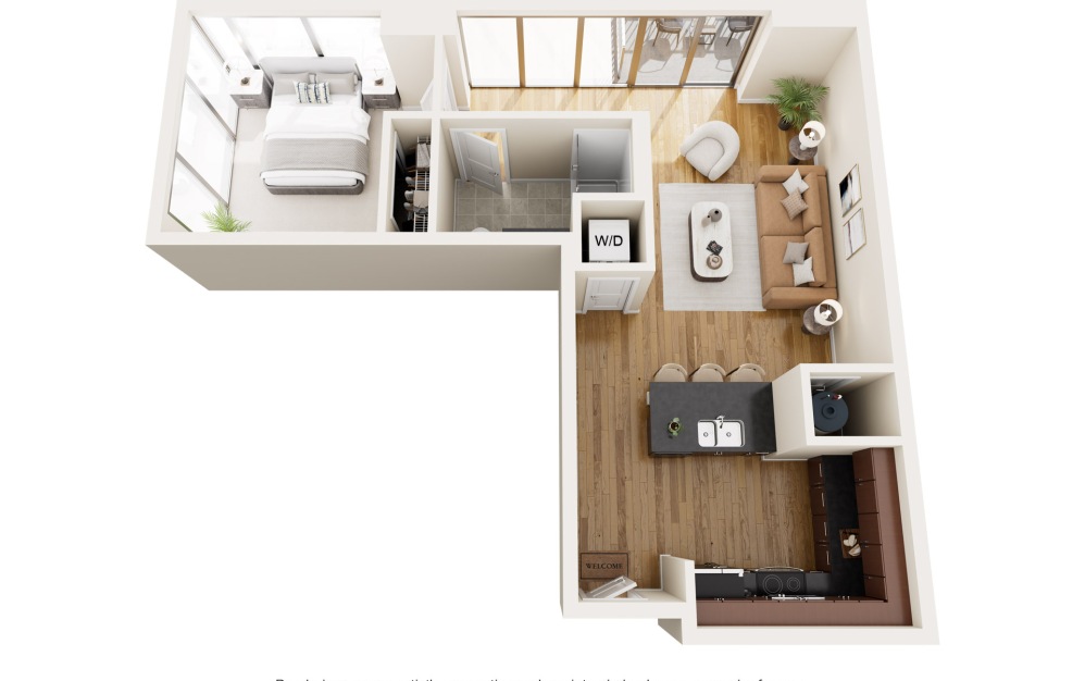 A6N - 1 bedroom floorplan layout with 1 bathroom and 731 square feet (2D)