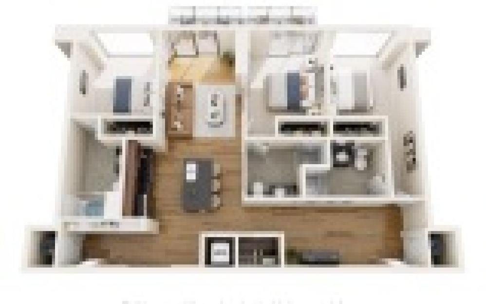 C1N - 3 bedroom floorplan layout with 3 bathrooms and 1331 square feet (3D)