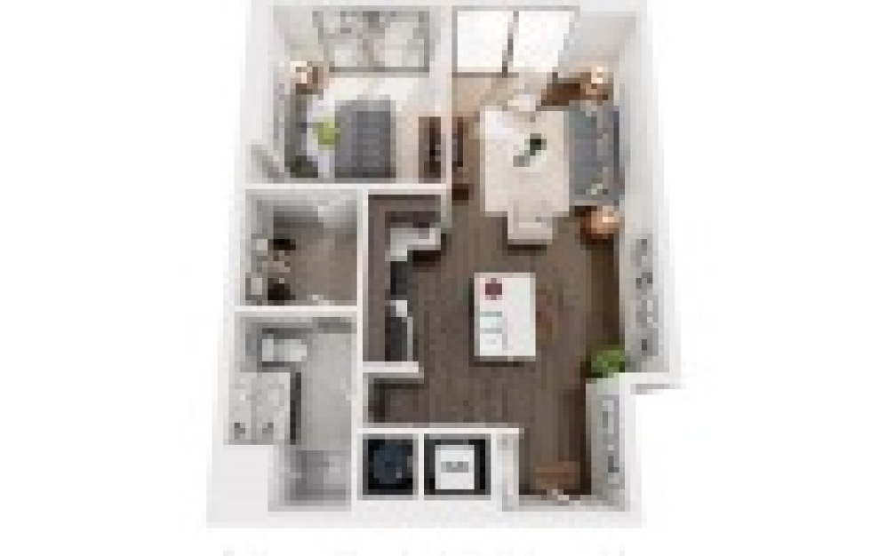 A2S - 1 bedroom floorplan layout with 1 bathroom and 692 square feet (3D)