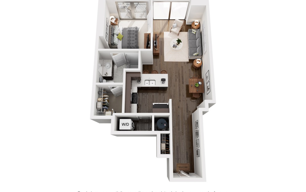 A4S - 1 bedroom floorplan layout with 1 bathroom and 725 square feet (2D)