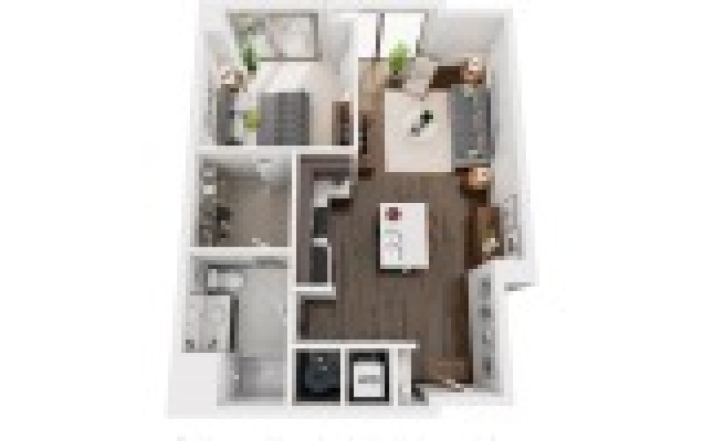 A5S - 1 bedroom floorplan layout with 1 bathroom and 725 square feet (3D)