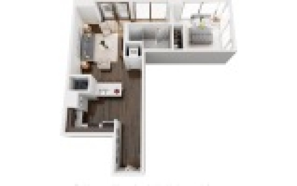 A7S - 1 bedroom floorplan layout with 1 bathroom and 760 square feet (3D)