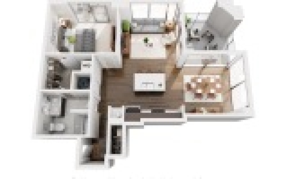 A9S - 1 bedroom floorplan layout with 1 bathroom and 857 square feet (2D)