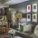 living room with easy access to the kitchen and modern lighting